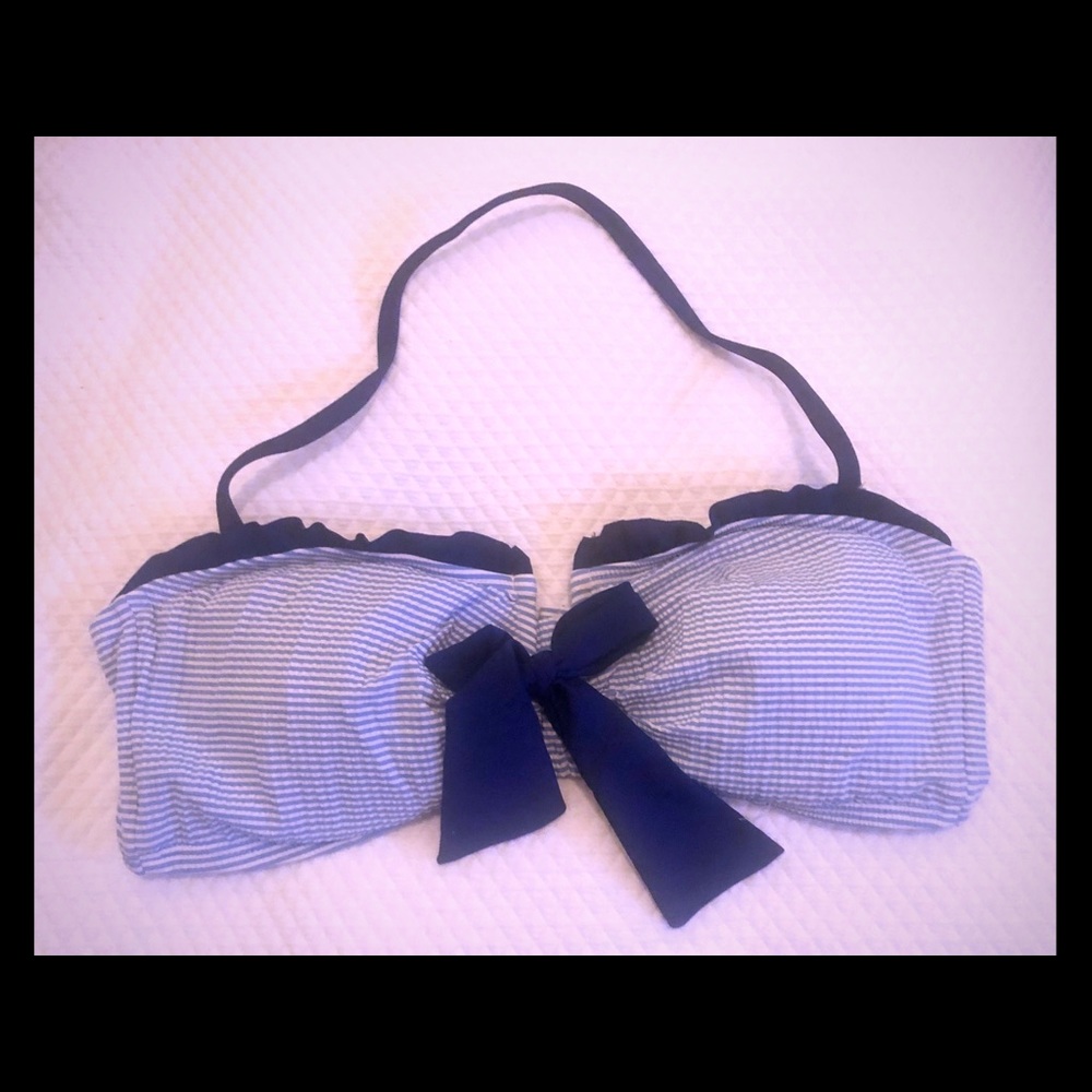 Lauren James seersucker navy bikini 👙 L